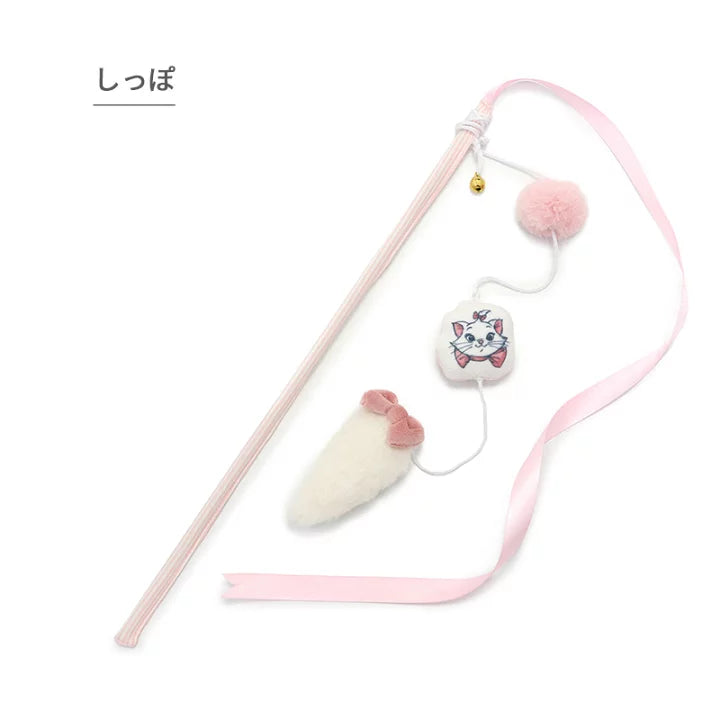 Disney Cat Toy Cat Teaser Marie Tail Ribbon | Pompom Toy with Bells Makes Sounds Cute Play Stick Cat Cat