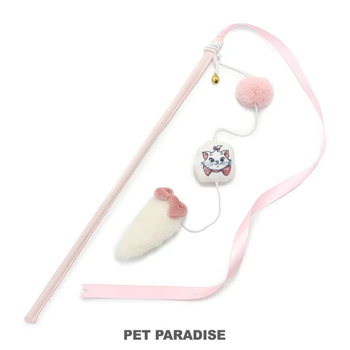 Disney Cat Toy Cat Teaser Marie Tail Ribbon | Pompom Toy with Bells Makes Sounds Cute Play Stick Cat Cat