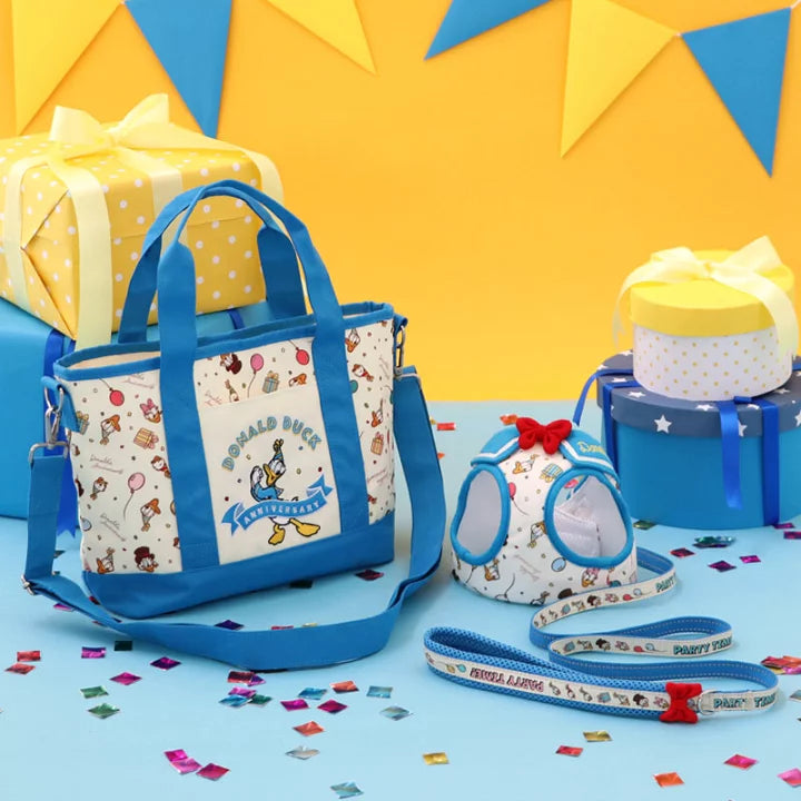 Disney Dog Lead Donald 90th Anniversary Reflective Small Dog | Donald Duck Party Pattern Mesh Lining Reflective Night Walk Outing Walking Stylish Cute