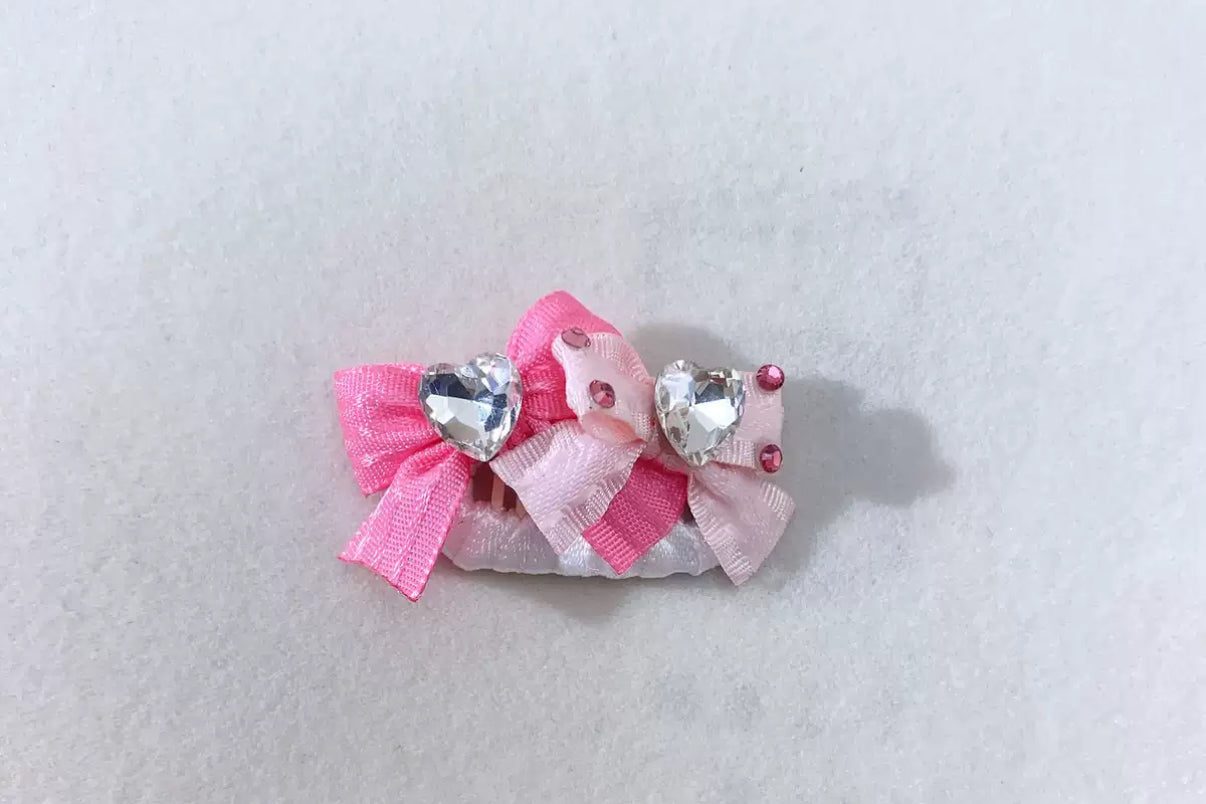 2.3cm Mini Hair Clip -Bows and Diamond