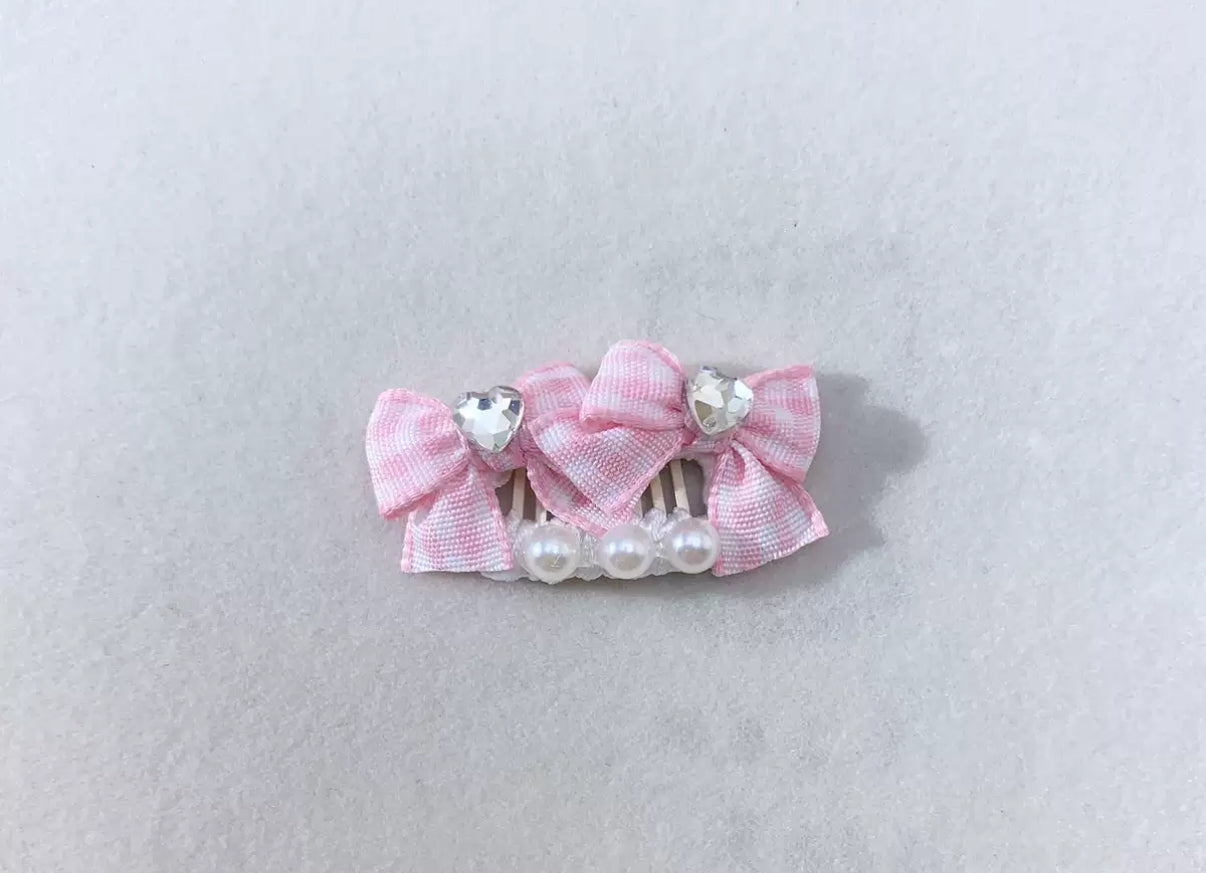 2.3cm Mini Hair Clip -Bows and Diamond