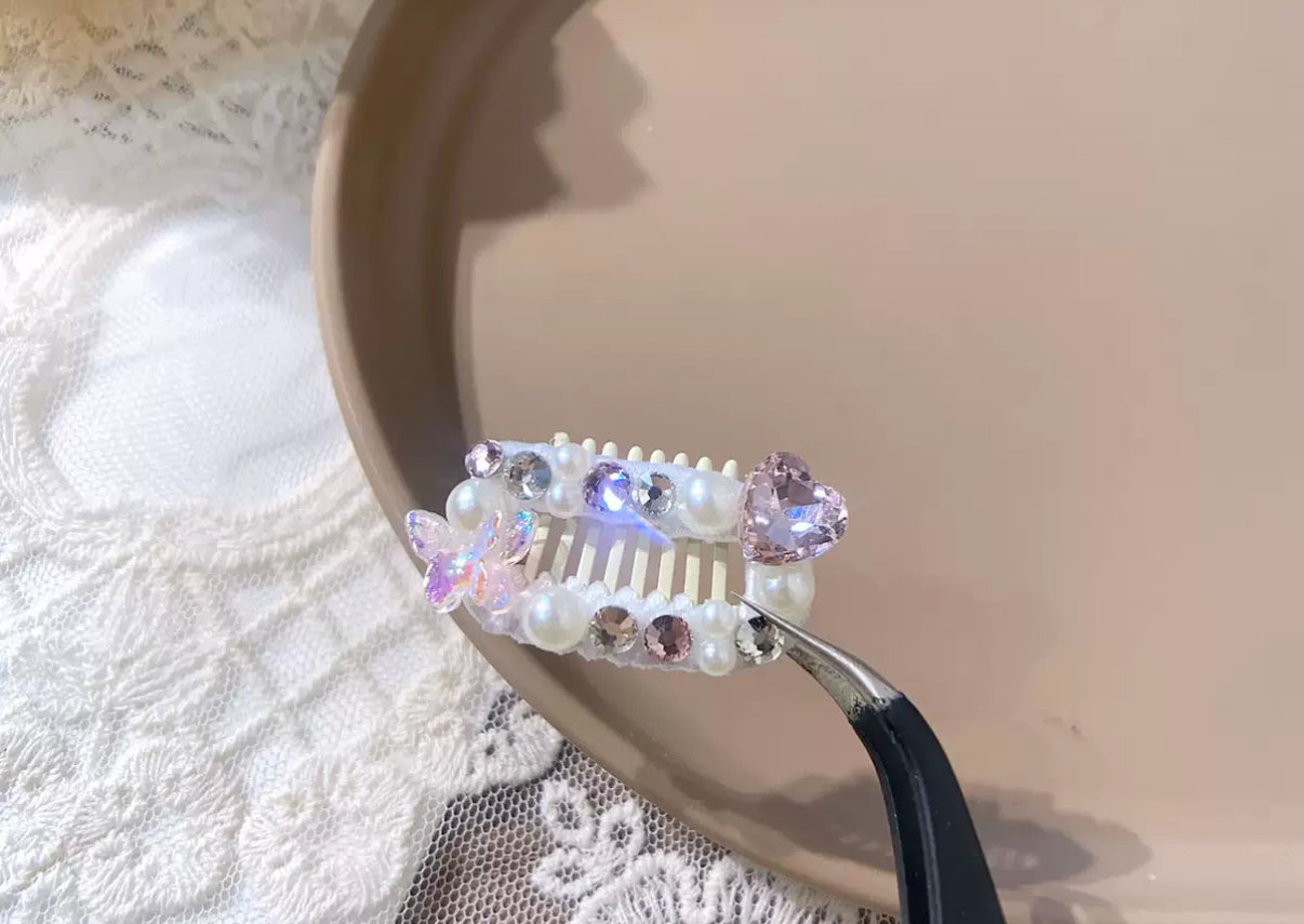 2.3cm Mini Hair Clip -Bows and Diamond
