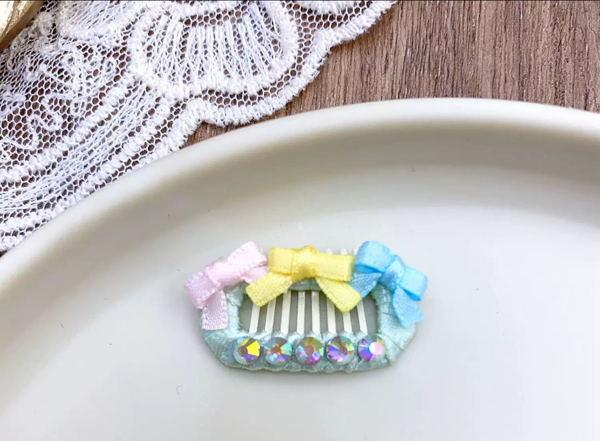 2.3cm Mini Hair Clip -Bows and Diamond
