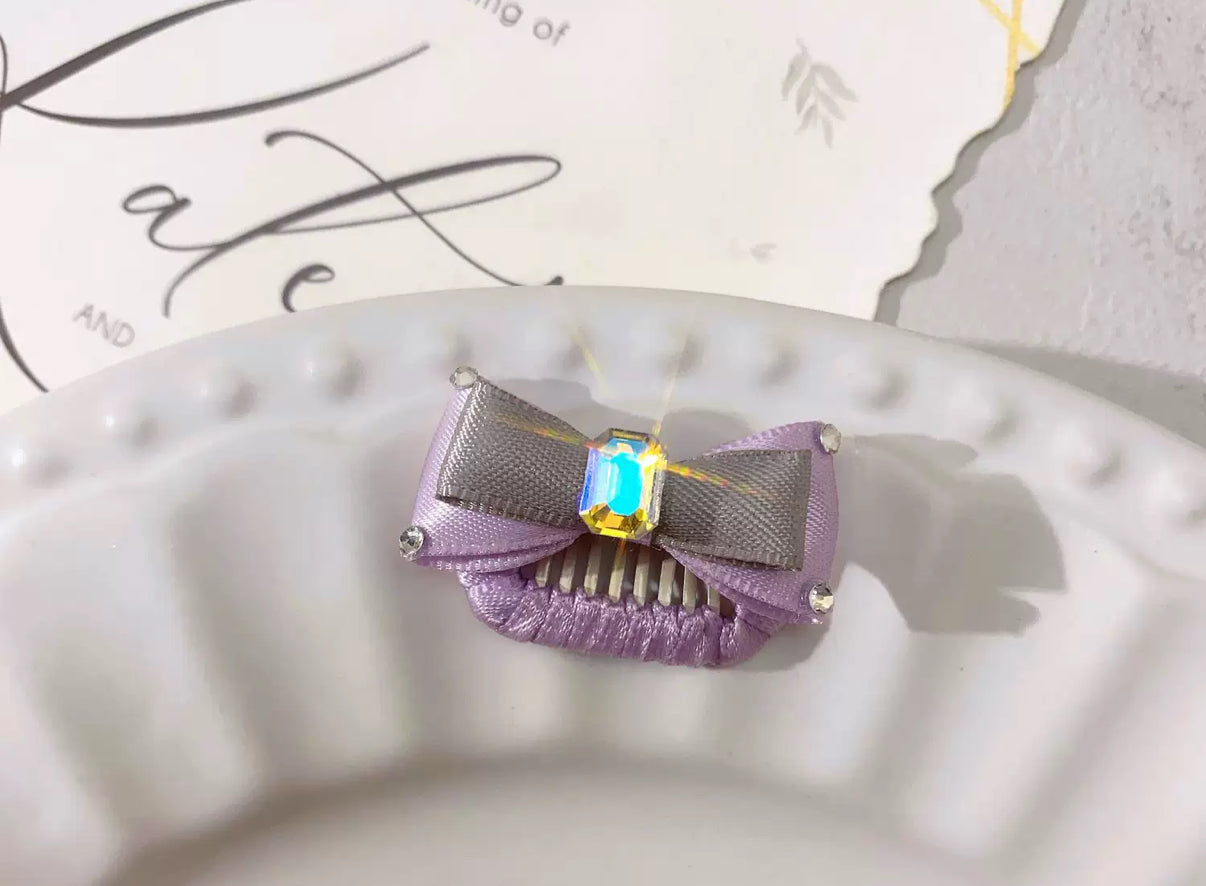 2.3cm Mini Hair Clip -Lace Bows Diamond