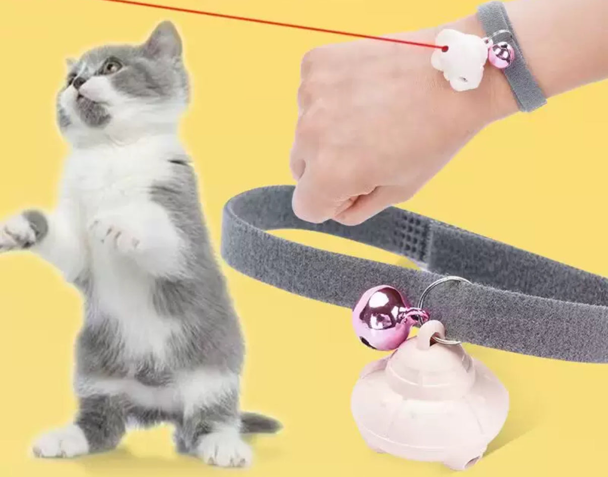 Cat Laser Toy Collar Flying Saucer USB Charging With Bell