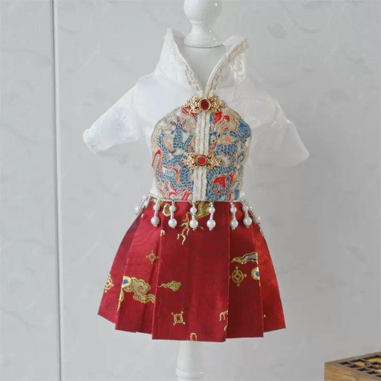 Lunar New Year Red Pet Dress Dragon Embroidery | Chinese Spring Festival Dog & Cat Outfit thepawprincipality Lunar New Year Red Pet Dress Dragon Embroidery | Chinese Spring Festival Dog & Cat Outfit thepawprincipality