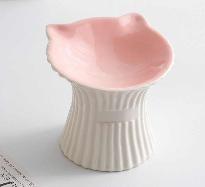 Cat Elevated Bowl - with cat ears