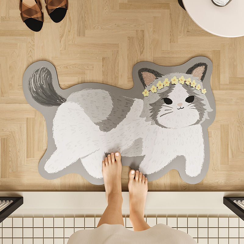 Dog Cat Water-Absorbent Non-Slip Bathroom Bathroom Household Diatom Mud Carpet Bath Mats & Rugs
