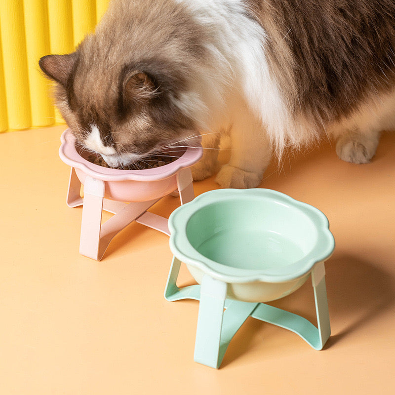 Ceramic Pet Elevated Flower Bowl - Flower