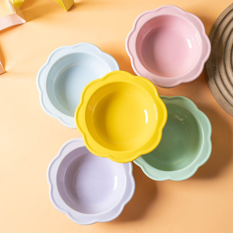 Ceramic Pet Elevated Flower Bowl - Flower