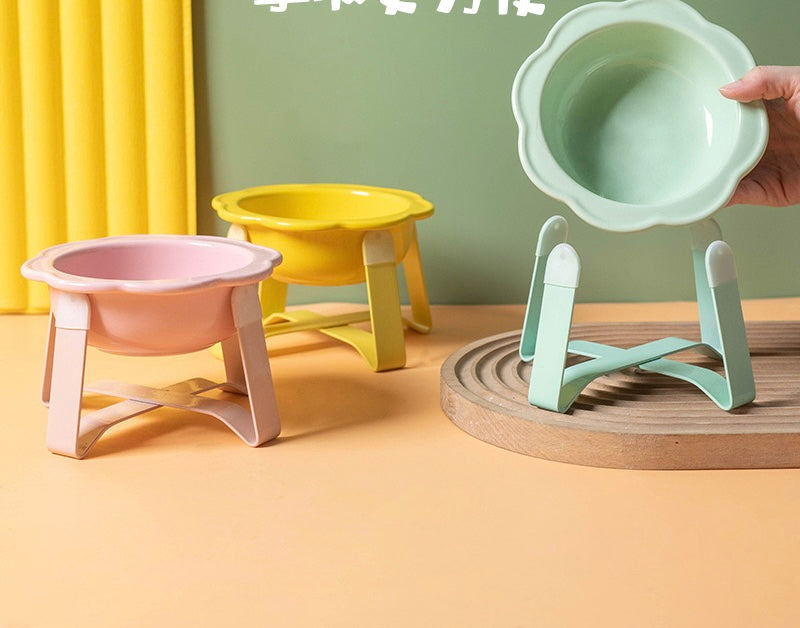 Ceramic Pet Elevated Flower Bowl - Flower