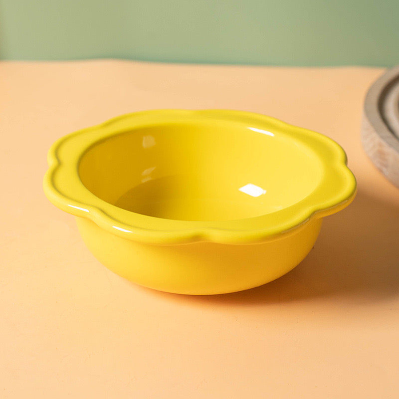 Ceramic Pet Elevated Flower Bowl - Flower