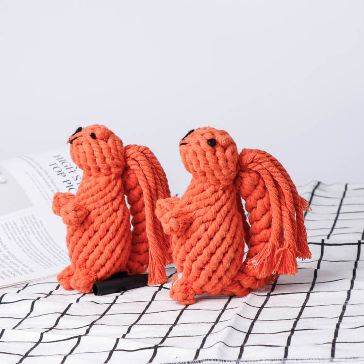 Cotton Rope Squirrel Dog Toy Chew Grinding Teeth Cleaning