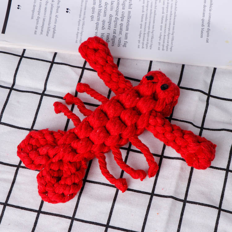 Cotton Rope Lobster Dog Toy Chew Grinding Teeth Cleaning