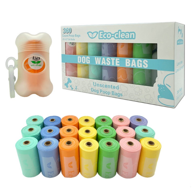 ECO-CLEAN Dog Poop Bag, 360 Count Dog Waste Bags with dispenser, Leak-Proof, Unscented Poop Bags for Dogs, Cat Poop Bags