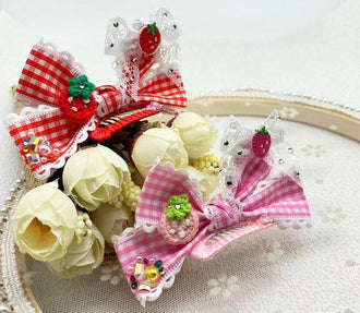 Bow with Strawberries Hair Clip