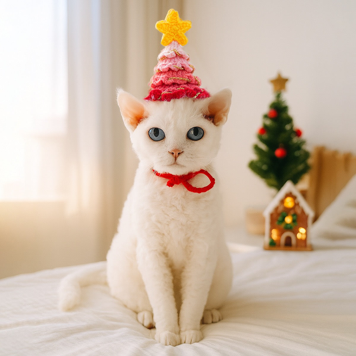 Handmade Christmas Tree Hat for Cats & Dogs | Crochet Cotton