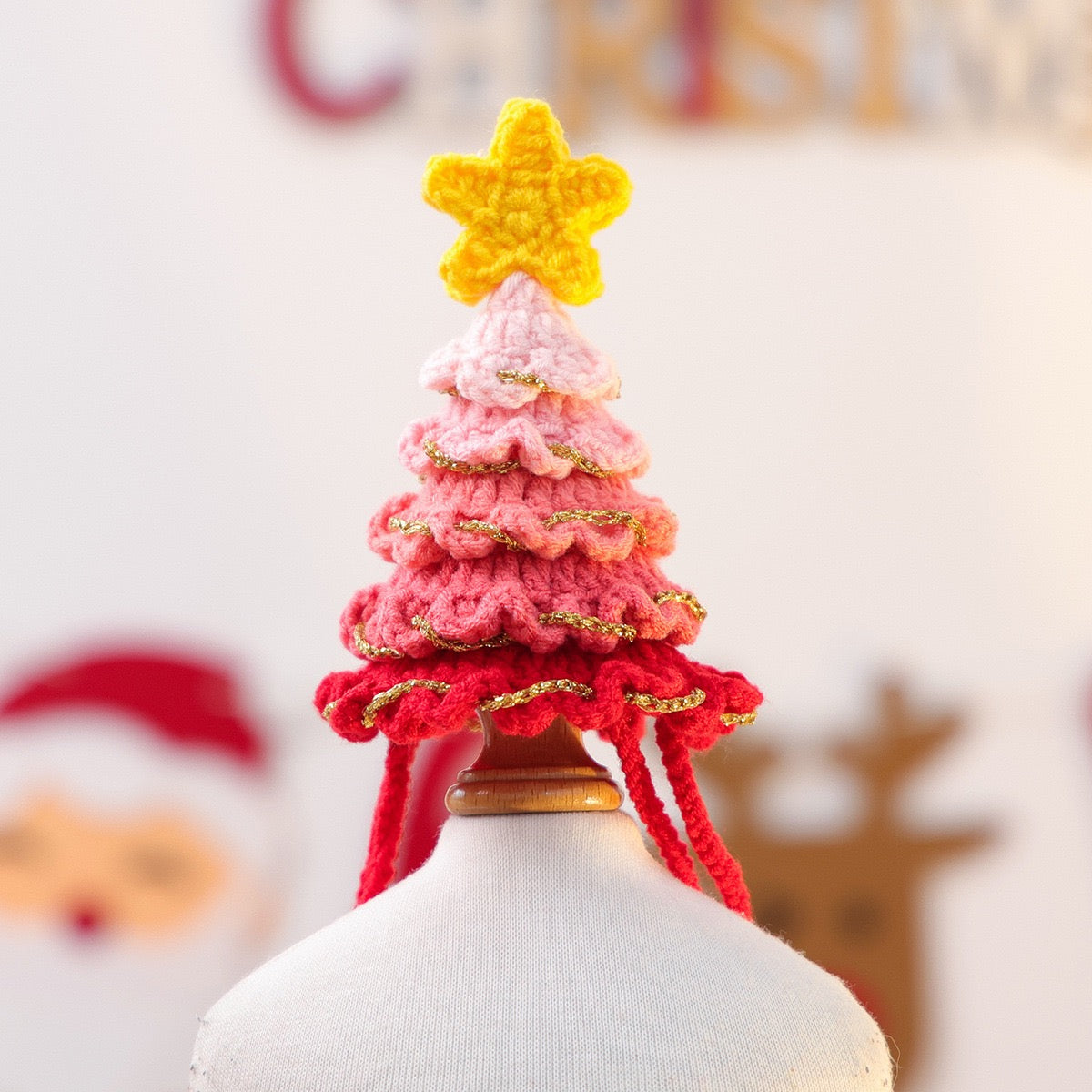 Handmade Christmas Tree Hat for Cats & Dogs | Crochet Cotton