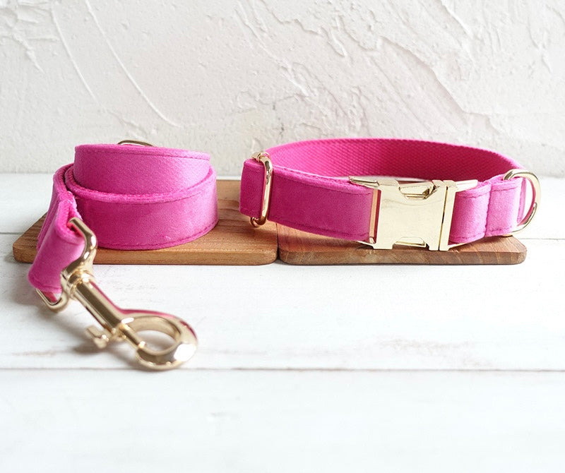 Barbie Pink Velour Collar Leash Bowtie