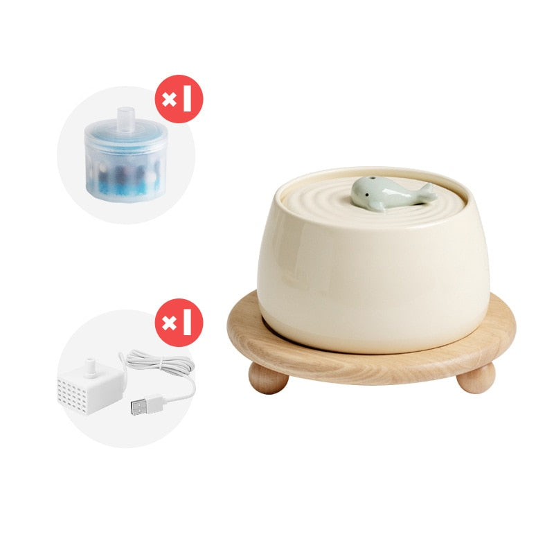 1.3L USB Ceramic Whale Water Fountain