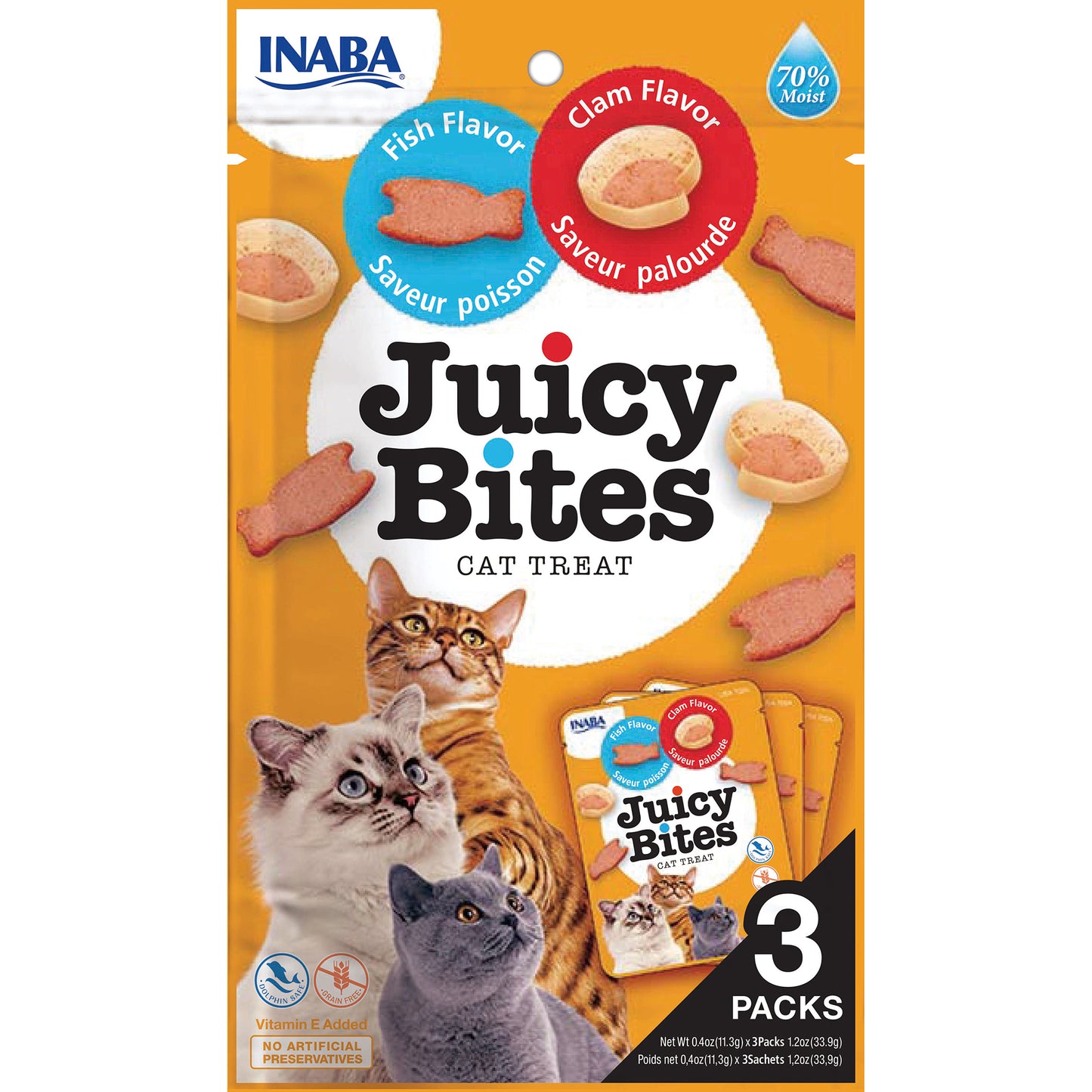 Inaba Churu Juicy Bites Cats Fish & Clams 34g