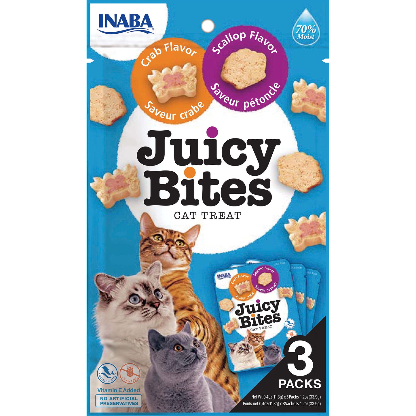 Inaba Churu Juicy Bites Cats Scallop & Crab 34g
