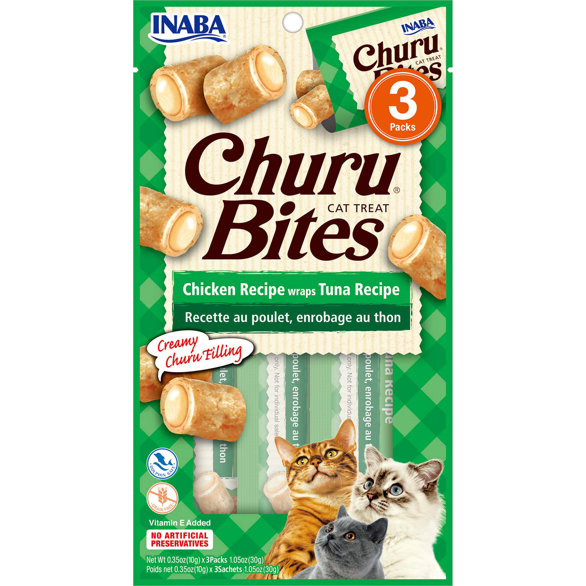 Inaba Churu Bites Chicken & Tuna Cat Treats 30g – Creamy Filled Pillow Snack
