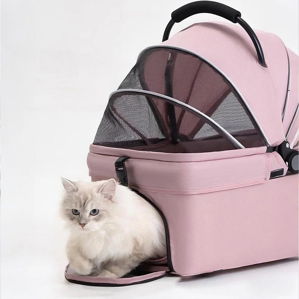 3-in-1 Pet Stroller/Carrier for Small Dogs Cats/Dog Car Seat - Dog Stroller with Detachable Carrier - Portable Folding Travel Pram Pushchair