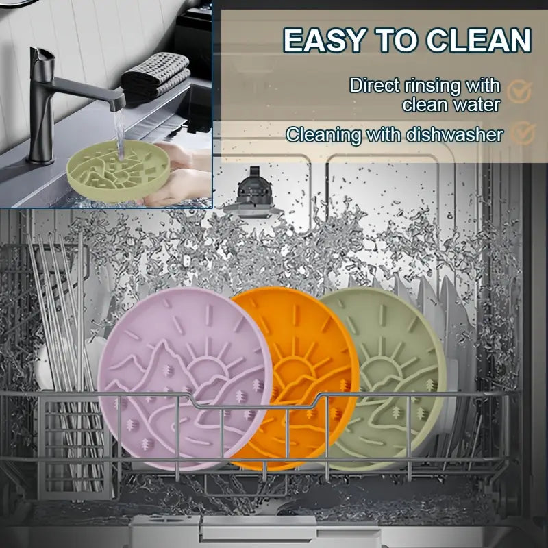 Mountains Shaped 3-in-1 Pet Slow Food Bowl Silicone Licking Mat and Puzzle Feeder