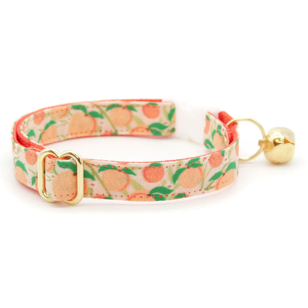 Bow Tie Cat Collar Set - "Just Peachy" - Peach Cat Collar w/ Matching Bowtie / Peaches, Fruit, Spring, Summer / Cat,