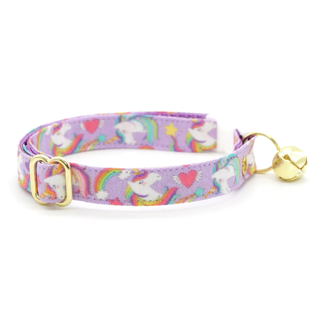 Bow Tie Cat Collar Set - "Unicorn Fantasy" - Magical Unicorns Light Purple Cat Collar w/ Matching Bowtie / Cat
