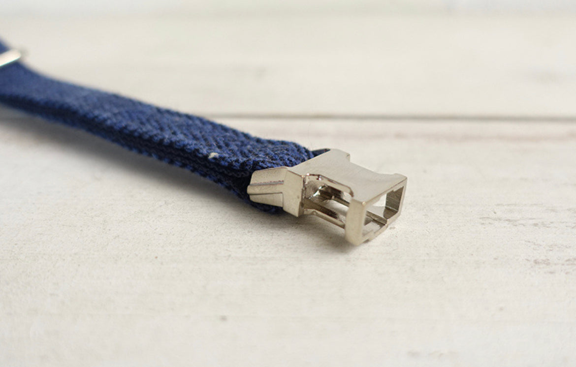 Navy Wool Collar Leash Bowtie
