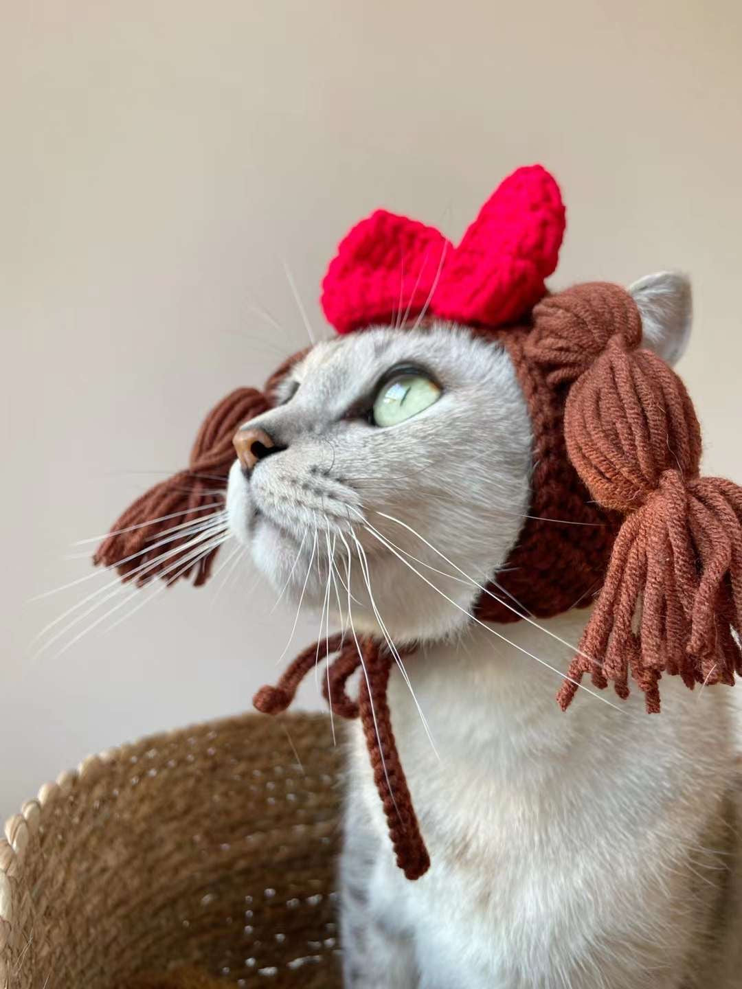 Handmade Wig Hat - Pink and Brown