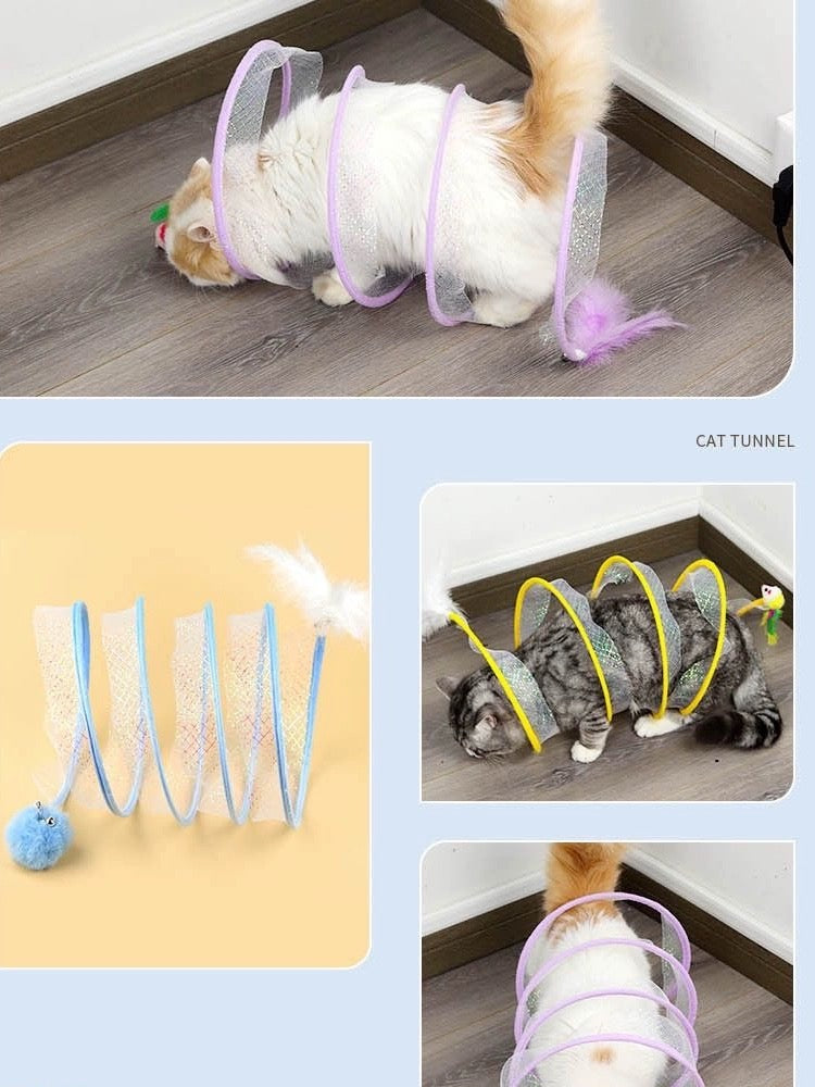 Cat Tunnel Ring Interactive Toy In Yellow | Blue | Purple