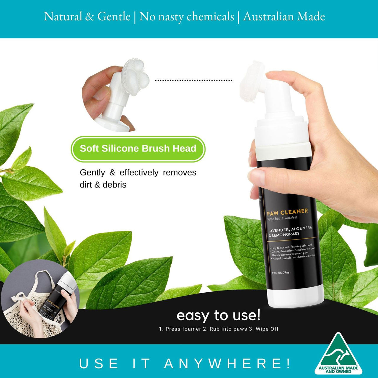 Rinse Free Portable Paw & Body Cleaner 150ml