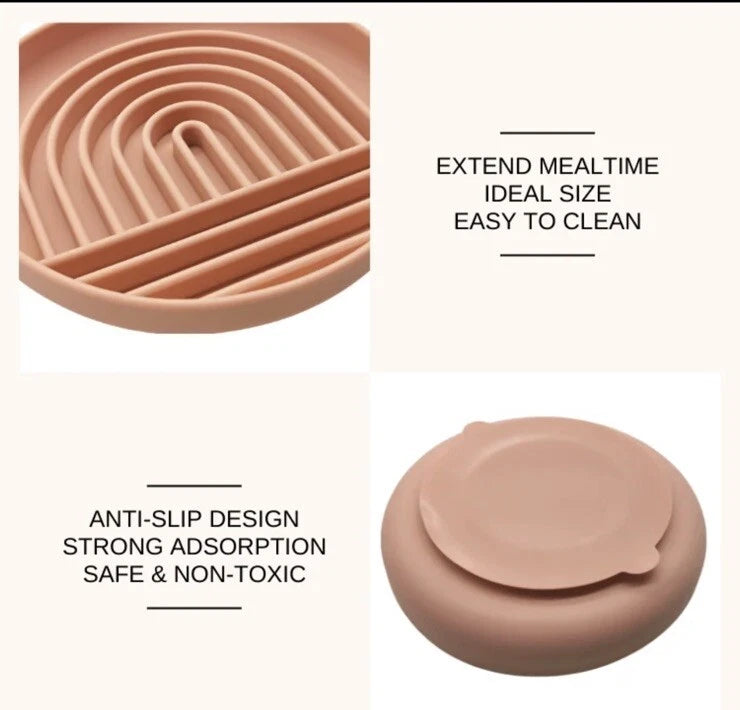 Double C Shaped 3-in-1 Pet Slow Food Bowl Silicone Licking Mat and Puzzle Feeder