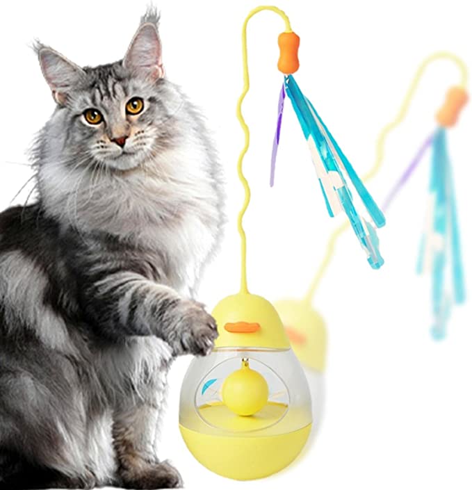 Cat Tumbler Toy In White | Yellow