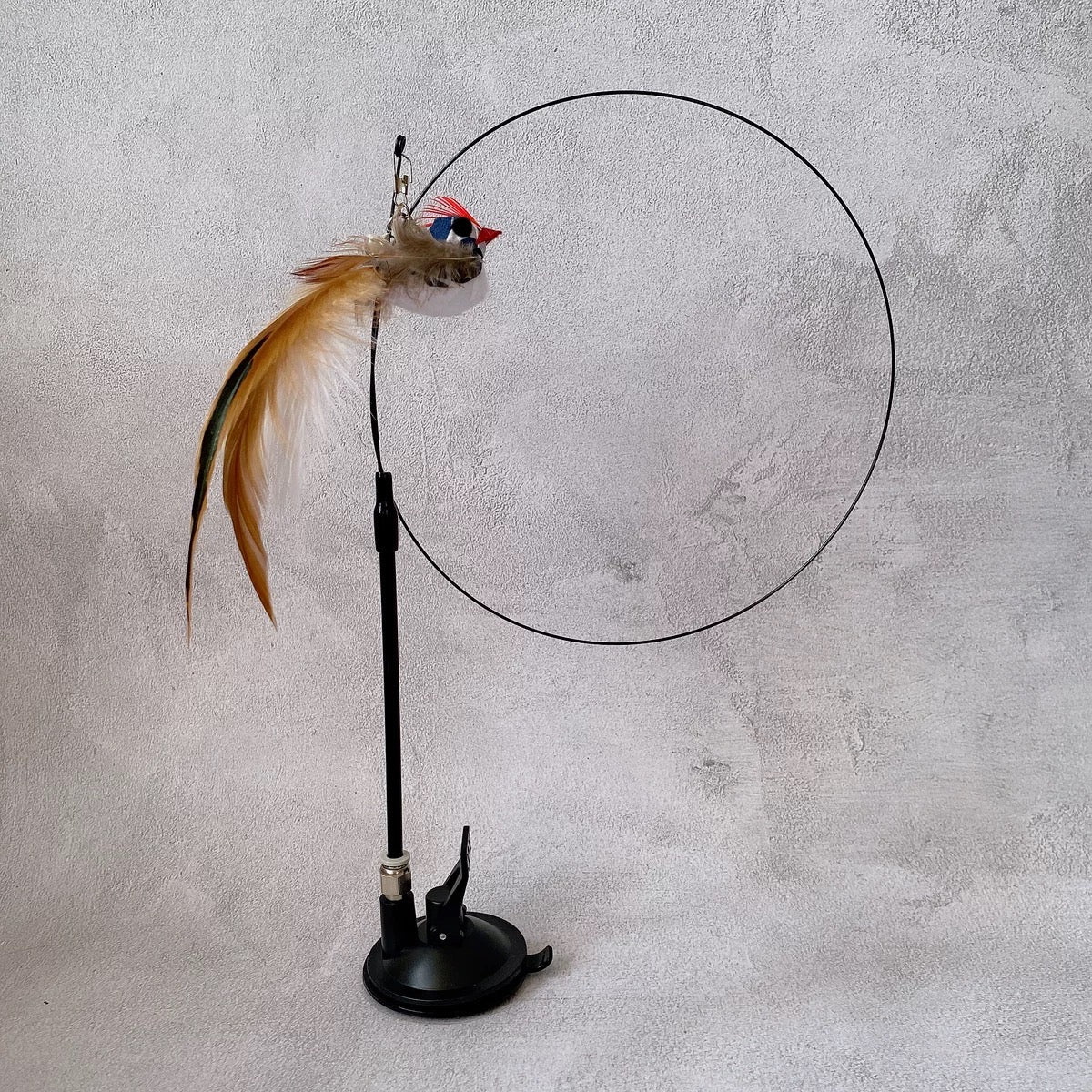 Cat Toy Teaser With Suction Cup | Toy Birds With Feathers