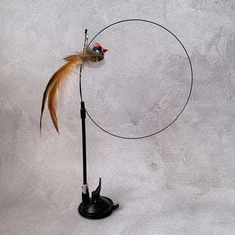 Cat Toy Teaser With Suction Cup | Toy Birds With Feathers