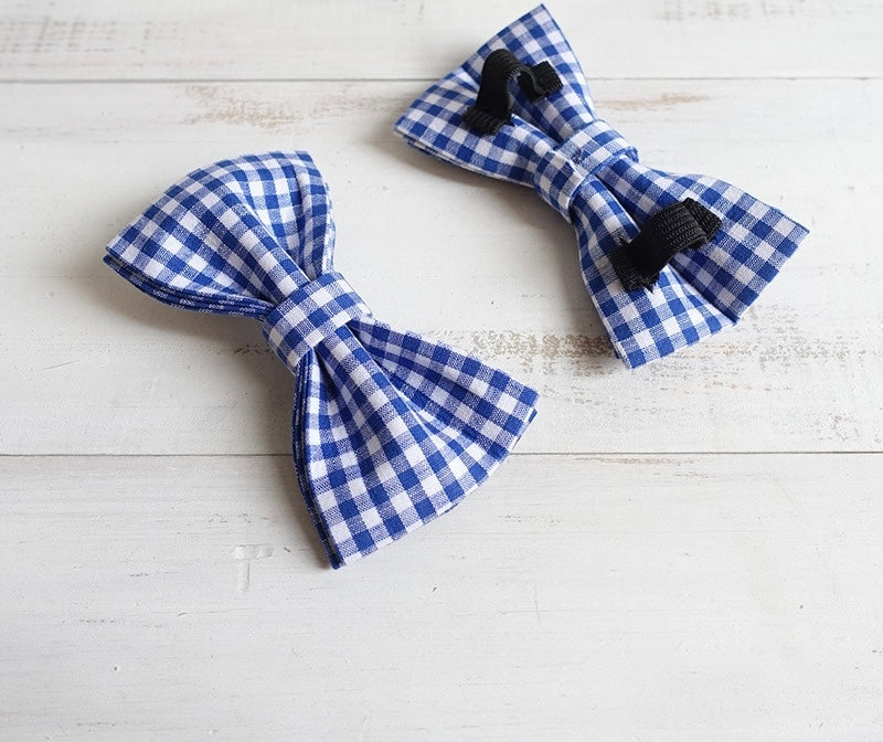 Blue Checks Bowtie Collar and Leash