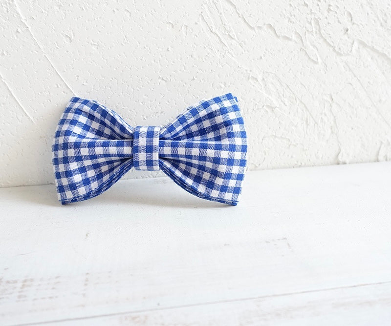 Blue Checks Bowtie Collar and Leash