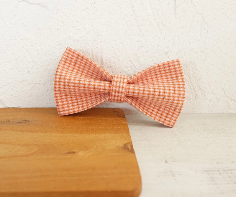 Orange Checks Collar Leash Bowtie