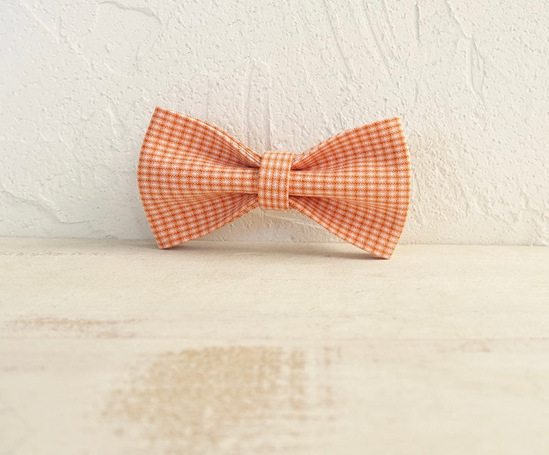 Orange Checks Collar Leash Bowtie
