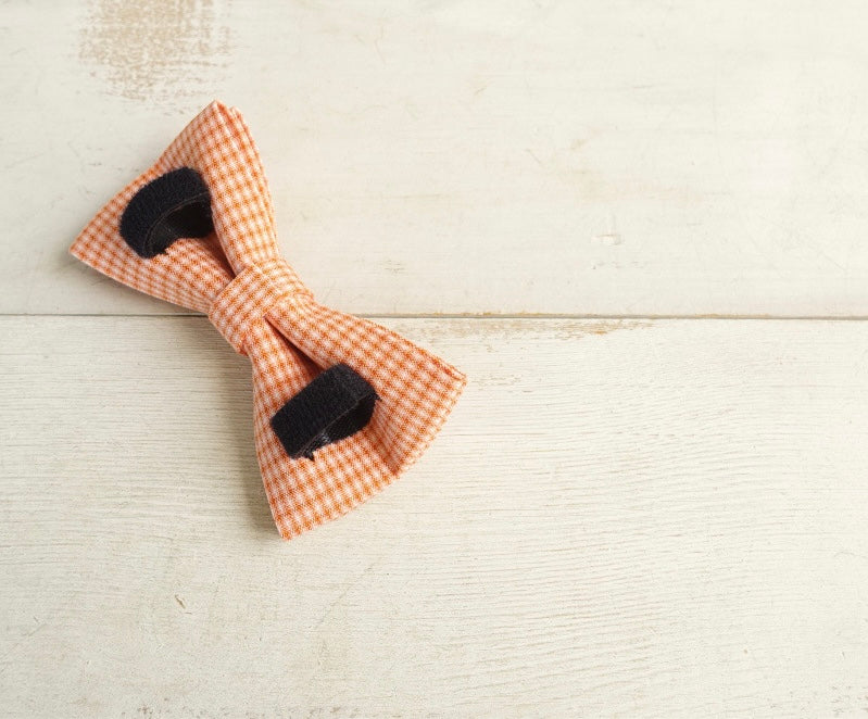 Orange Checks Collar Leash Bowtie