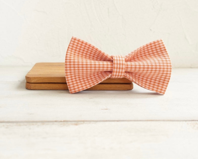 Orange Checks Collar Leash Bowtie