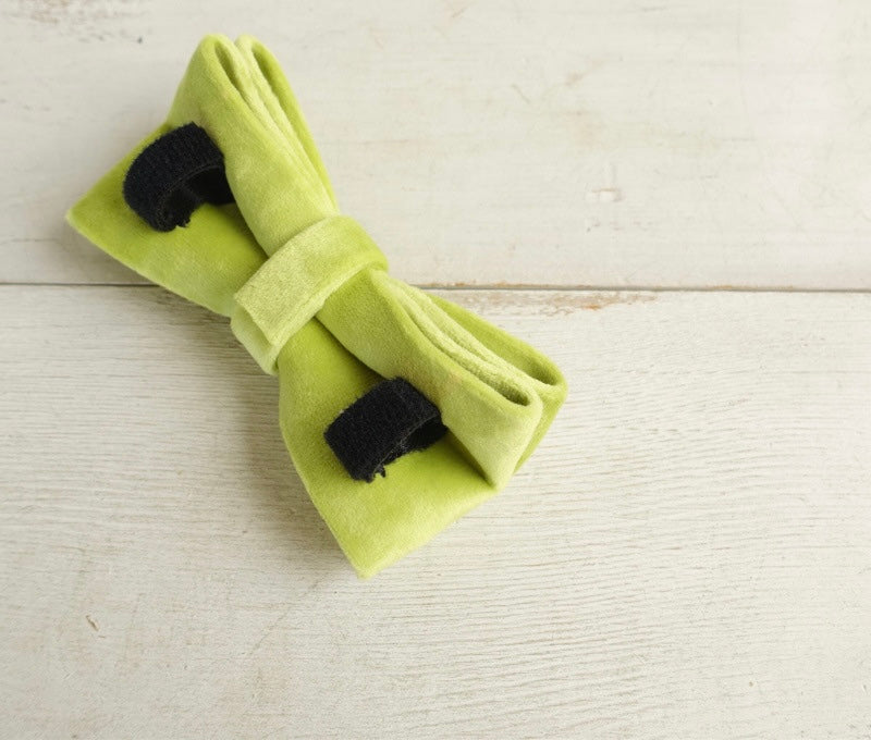 Green Velour Collar Leash Bowtie