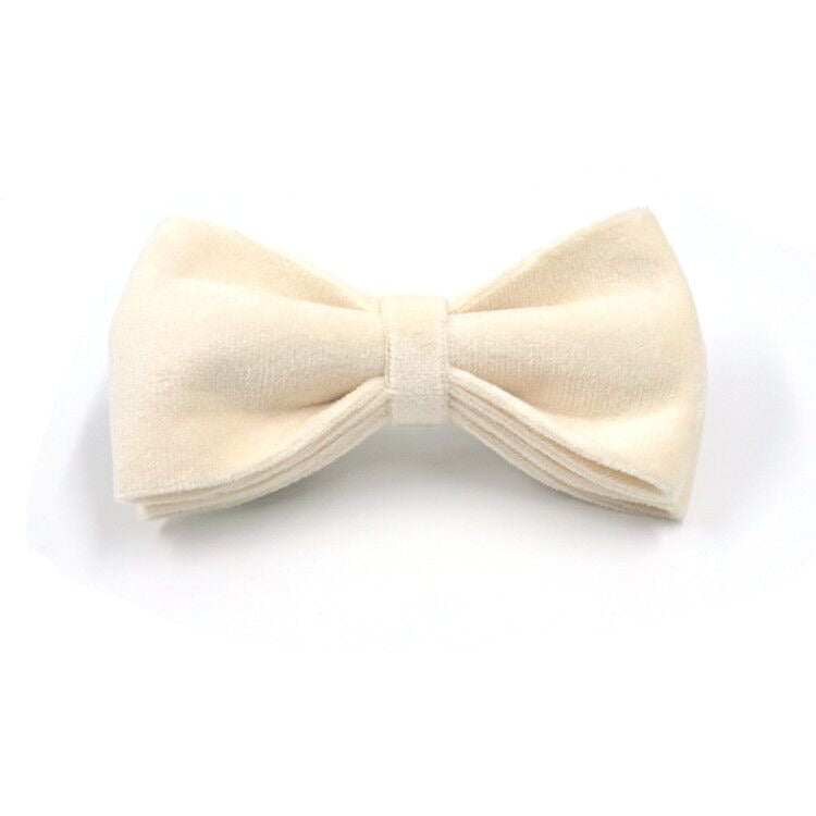 White Velour Collar Leash Bowtie