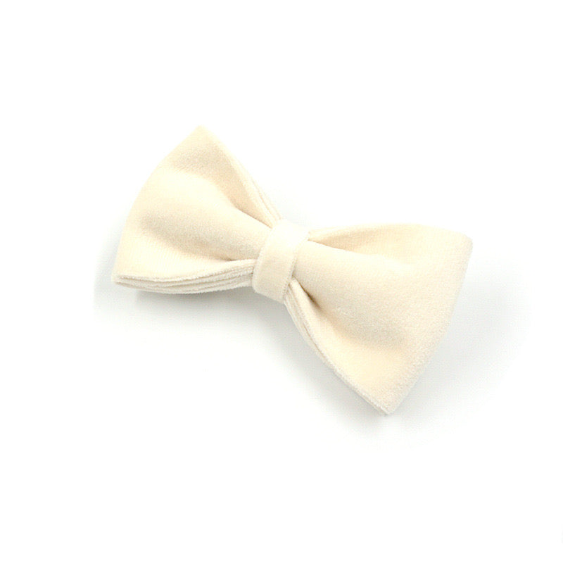 White Velour Collar Leash Bowtie