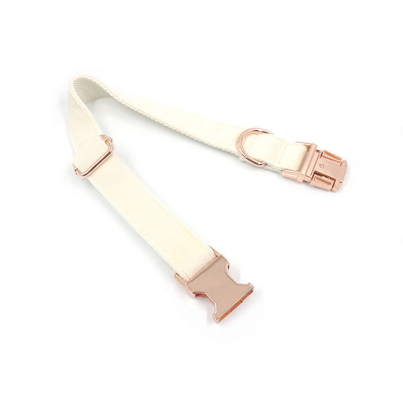 White Velour Collar Leash Bowtie