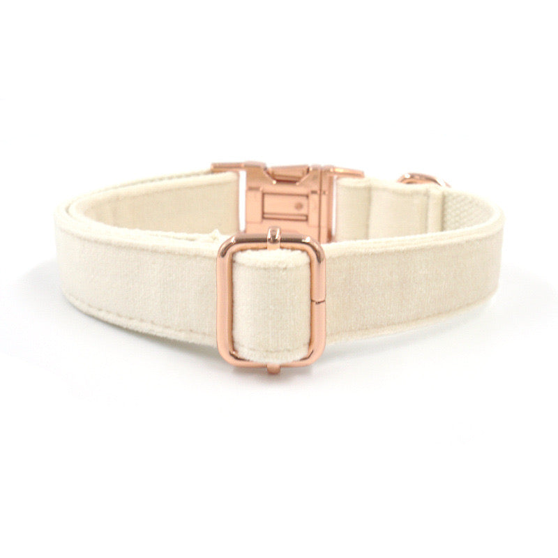 White Velour Collar Leash Bowtie